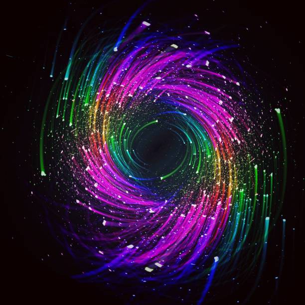 istock Illustration of light trails swirling in a circle 1355415661