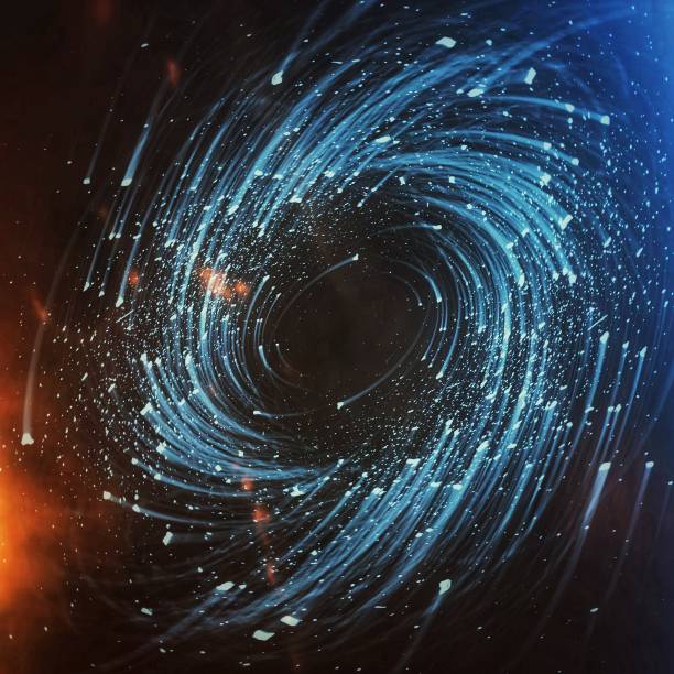 istock Illustration of light trails swirling in a circle 1355415665