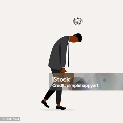 istock Black Man Employee Feeling Fatigue At Work. Job Dissatisfaction. 1355417163
