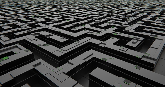 Futuristic maze going to infinity background 3d-rendering. High quality 3d illustration