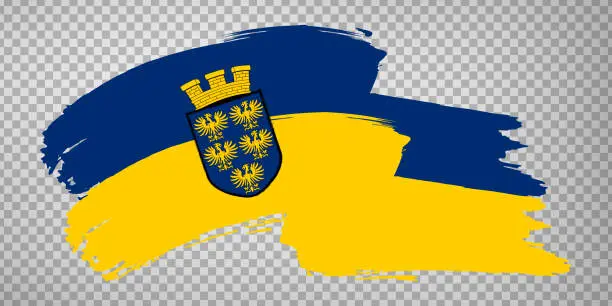 Vector illustration of Flag of Lower Austria brush strokes. Waving flag of Lower Austria on transparent background for your web site design, app, UI. Austria. EPS10.