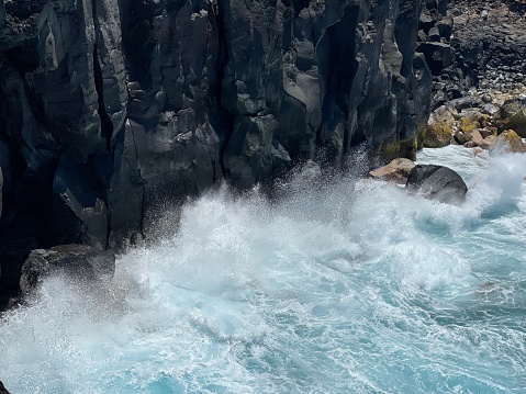 Amazing point of view in Reunion Island with those lava cliff and their wave scratching on it