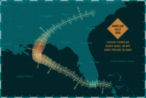 허리케인 샐리 2020 멕시코 인포그래픽의 트랙 걸프 - hurricane florida stock illustrations