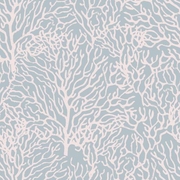 коралловый морской бесшовный узор. нежные цвета. векторная иллюстрация - seaweed stock illustrations