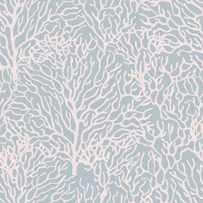 Coral marine seamless pattern. Gentle colors. Vector illustration