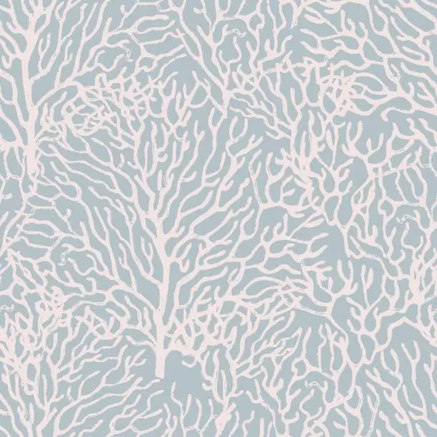 Vector illustration of Coral marine seamless pattern. Gentle colors. Vector illustration