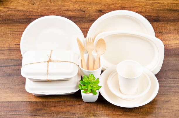 istock Set of container food boxs made from bagasse 1355440119