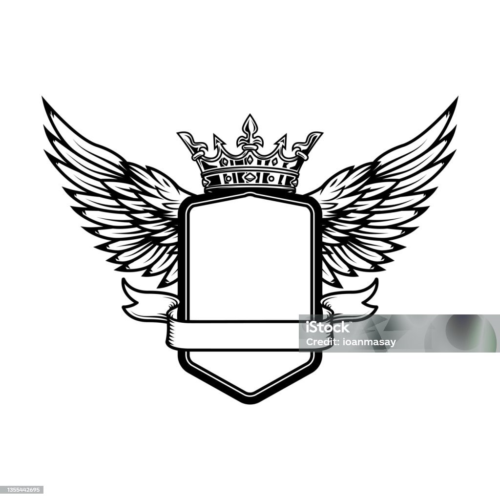 Emblem Templete Emblem Template With Wings And Crown Design Element For Label Sign ...
