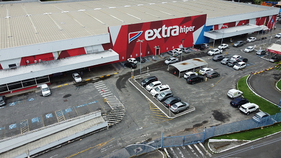 salvador, bahia, brazil - november 24, 2021: facade of an Extra supermarket store in the city of Salvador.