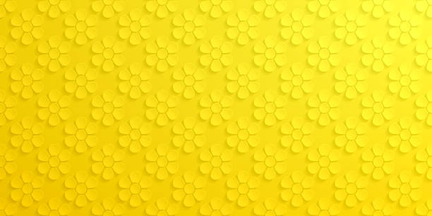 ilustraciones, imágenes clip art, dibujos animados e iconos de stock de fondo amarillo abstracto - patrón de flores - flower backgrounds single flower copy space