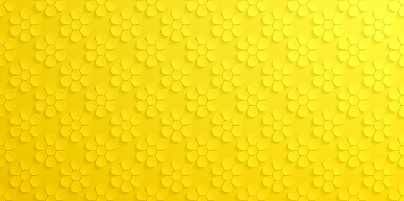 Modern and trendy abstract background. Seamless texture with flower patterns for your design (color used: yellow). Vector Illustration (EPS10, well layered and grouped), wide format (2:1). Easy to edit, manipulate, resize or colorize.