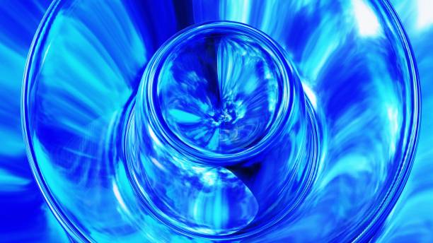 istock 3d render. Liquid pattern like waves. 3D stylish abstract blue bg of wavy surface like brilliant liquid glass with beautiful gradient colors. 1355445868