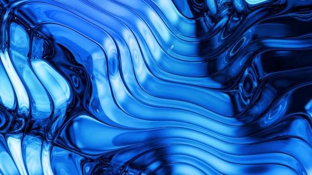 istock Abstract liquid background with wavy sparkling pattern on shiny glossy surface. Viscous blue fluid like surface of foil or brilliant glass. Beautiful creative festive backdrop. Simple bright BG 1355446027