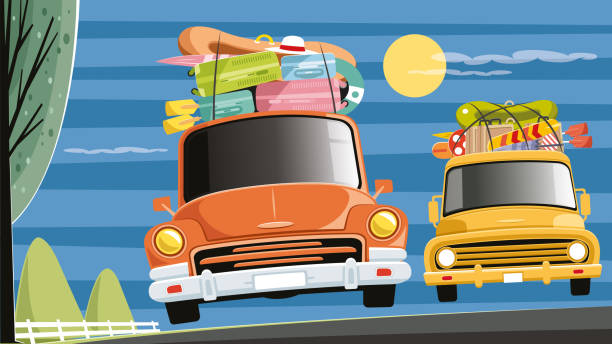 ビンテージカーの旅 - truck automobile industry car cartoon点のイラスト素材／クリップアート素材／マンガ素材／アイコン素材