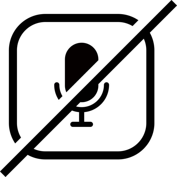 Square microphone mute icon. A material that can be used universally.