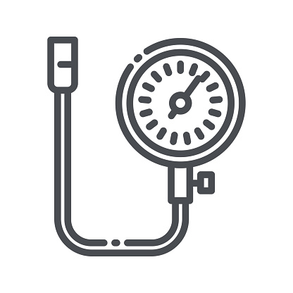 Manometre Icon Icône De Ligne Vectorielle Dun Manomètre Vue Frontale Du Manomètre ...
