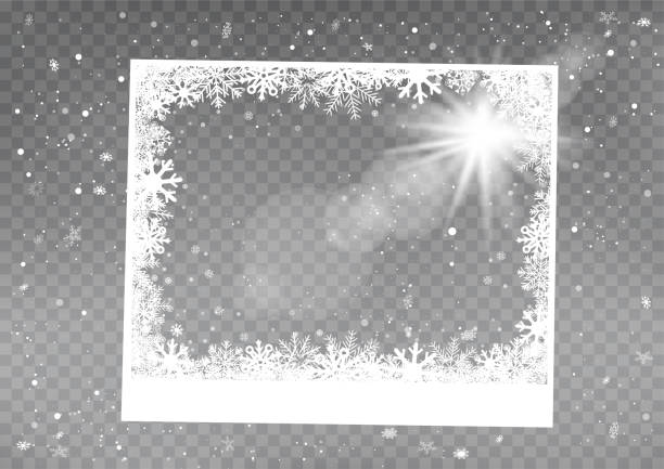 ilustrações de stock, clip art, desenhos animados e ícones de christmas rectangle photo snow frame template - natal fotos