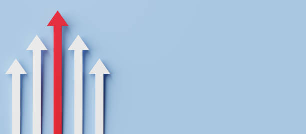 istock Leadership concept. One red leader arrow leading team forward with blank background. 1355449401