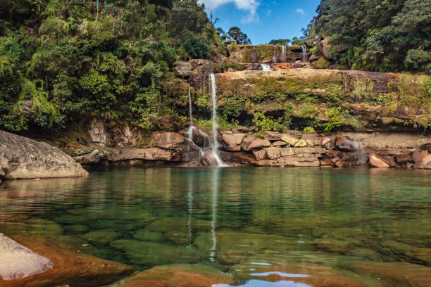 istock natural waterfall white water streams with calm blurred clear water at morning 1355450434