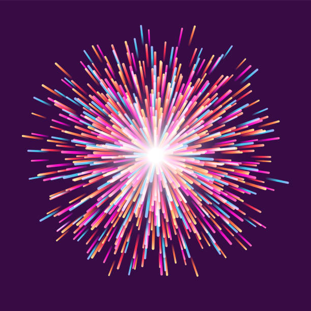 ilustrações, clipart, desenhos animados e ícones de explosão de fogo de artifício moderna estilizada - firework display pyrotechnics exploding star