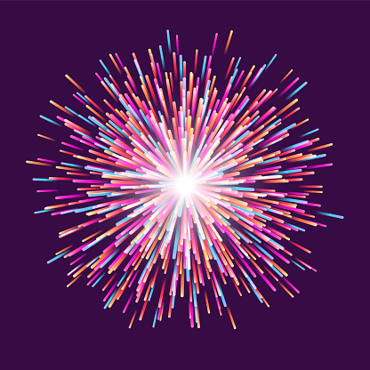 Vector firework. Carefully layered and grouped for easy editing.