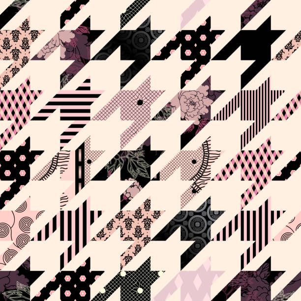 Hounds-tooth pattern in patchwork style. Vector image. Seamless geometric pattern. Hounds-tooth pattern in patchwork style. Vector image. houndstooth check stock illustrations