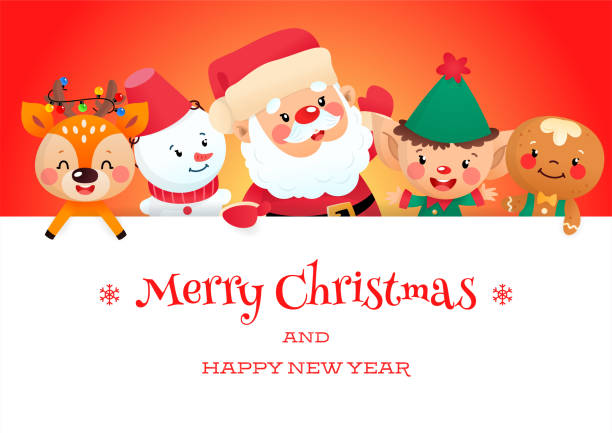 Cute Merry Christmas Card With Cartoon Characters Stock Illustration - Download Image Now - Art, Blank, Cartoon - iStock Cute Merry Christmas Card With Cartoon Characters Stock Illustration - Download Image Now - Art, Blank, Cartoon - iStock