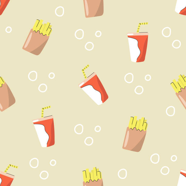 istock Seamless pattern of fastfood, cola and fry potato. 1355453189