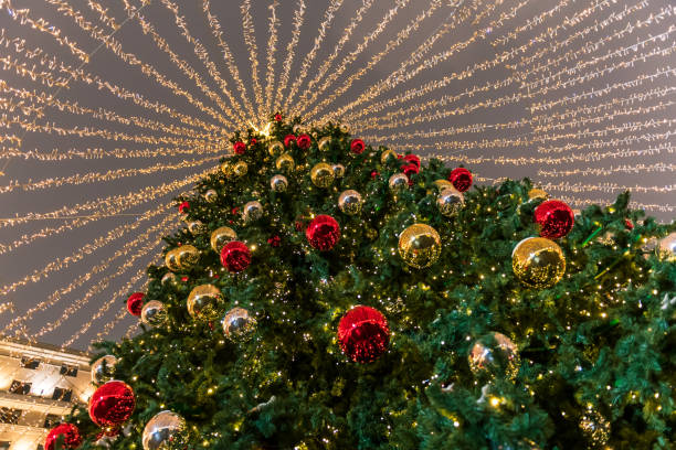 Christmas and New Year in Moscow. New Year's tree on Red Square.