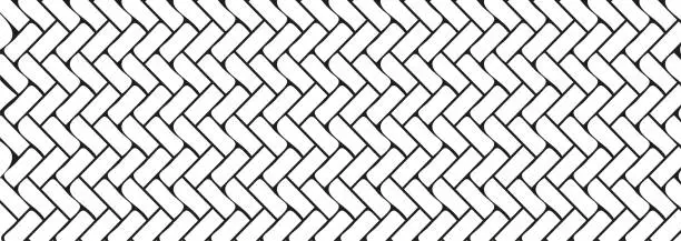 Vector illustration of Geometric texture, repeating linear abstract pattern Diagonally laid bricks Scandinavian style brick background Herringbone pattern. Stylized vector white brick wall background. For backdrop, pack, presentation, layout, book cover, wrapping paper