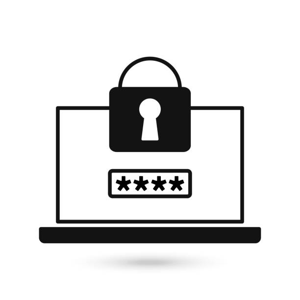 ilustrações de stock, clip art, desenhos animados e ícones de data security concept. data protection and safe work, flat design black icon - file security confidential document