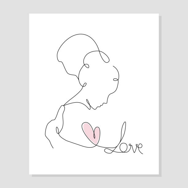 ilustrações, clipart, desenhos animados e ícones de vetor uma linha ilustração de arte de um amante. um homem abraça uma mulher em estilo de arte de linha para o cartão do dia dos namorados - love embracing couple valentines day