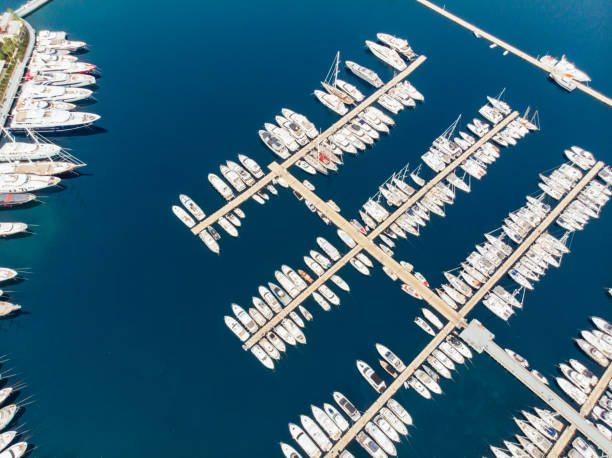 istock Aerial View Yachts Moored in Marina 1355461804