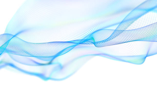 istock Color light blue abstract waves on white background. Futuristic background. 3d rendering. Design. Web 1355464318