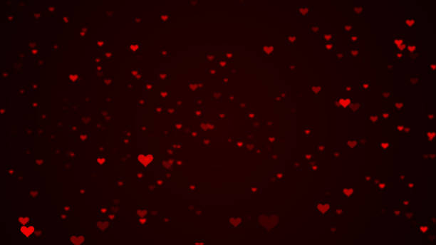 istock Valentine day pattern. Heart scatter flying on dark background. Romantic mood symbols. 3D illustration 1355464332