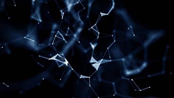 istock Abstract composition with connecting dots and lines and triangles. Blue background. Plexus effect. 1355464353
