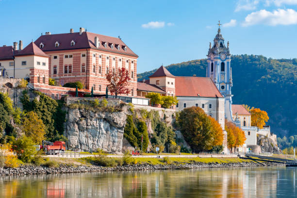 istock Durnstein town in Wachau valley in autumn, Austria 1355465614