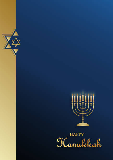 ilustrações, clipart, desenhos animados e ícones de cartão hanukkah feliz com símbolos agradáveis e criativos e estilo de corte de papel dourado no fundo de cor para o feriado judeu de hanukkah (tradução : feliz dia hanukkah, hag hahanukka) - yarmulke