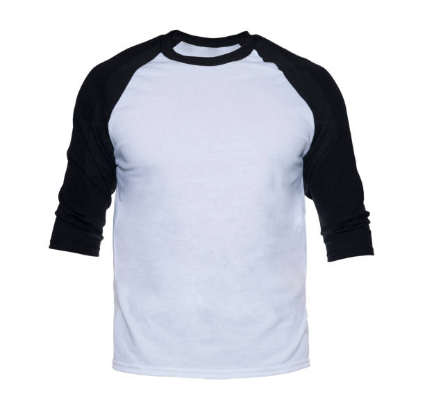 Blank sleeve Raglan t-shirt mock up templates color white/black, front view on white background