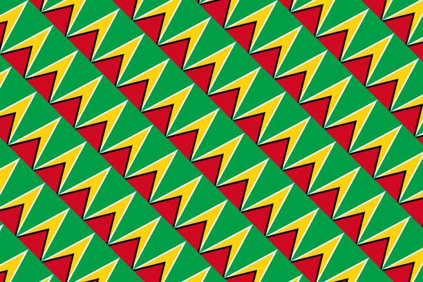 Geometric pattern in the colors of the national flag of Guyana. The colors of Guyana. Geometric pattern in the colors of the national flag of Guyana. The colors of Guyana. guyana stock illustrations