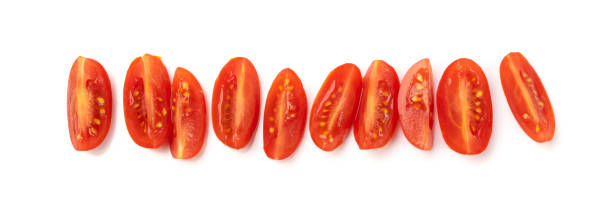 long plum tomato group isolated, fresh small cherry tomatoes - plum tomato fotos imagens e fotografias de stock