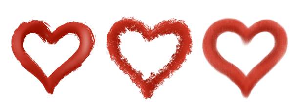 istock Valentine’s Day romantic illustration. Red hearts made with textured abstract brushes. 1355474864