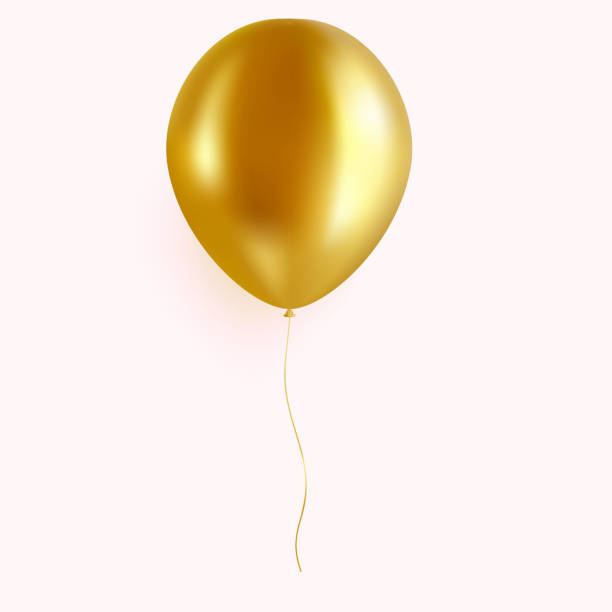 istock Gold Helium Balloon Isolated on Transparent Background. Golden Ballon in Realistic Style. 1355487500