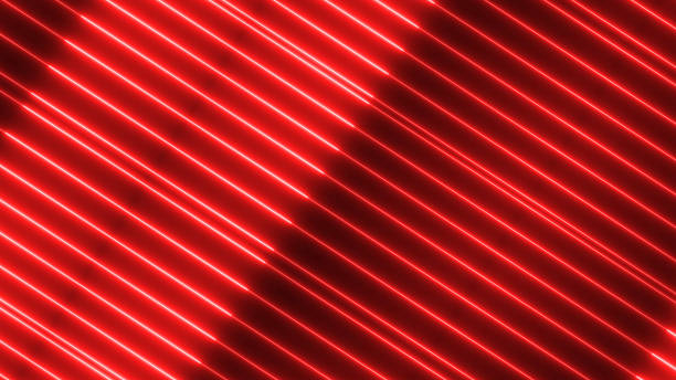 istock Neon lights glowing futuristic trendy red color seamless neon light line technology motion background. 1355487530