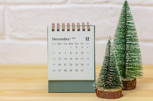 Calendario de escritorio para diciembre de 2021.Calendario para la planificación del mes. photo