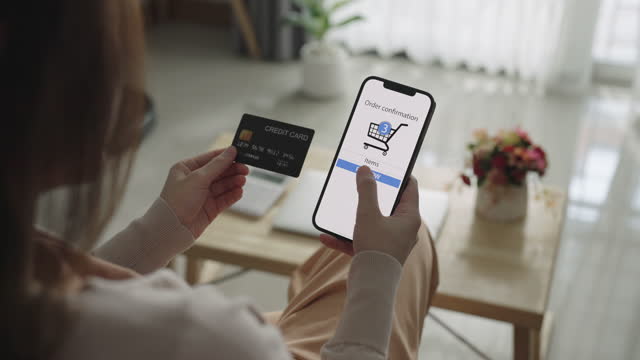Women shopping on smart phone with Credit card
