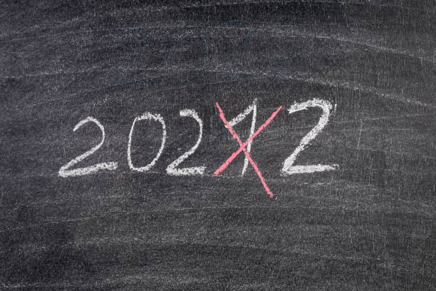 istock Changes from 2021 to 2022. Written with white chalk on a blackboard background 1355489102