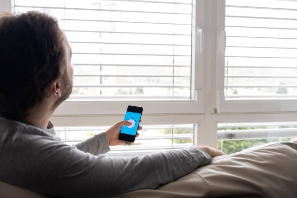 Smart home shade control stock photo