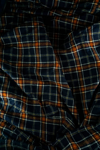 istock Fabric with blue and brown stripes 1355489420