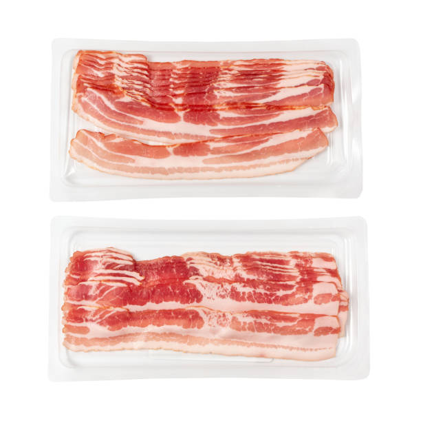 istock Raw Smoked Bacon Isolated, Streaky Brisket Slices 1355490585